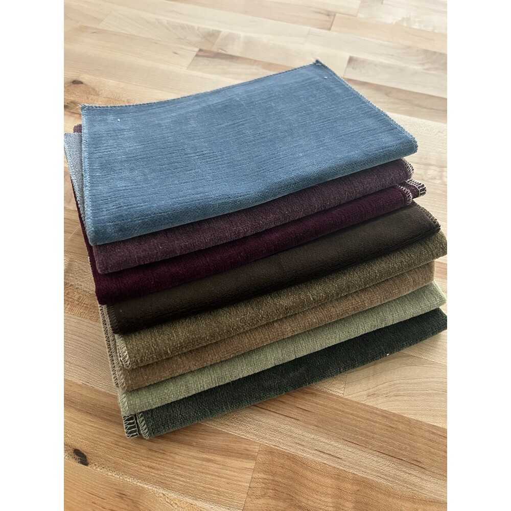 Upholstery Samples Lot Velvet Fabric - 8 Pieces Cool Colors for Crafts Sewing